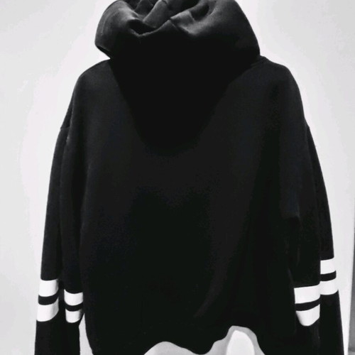 Crop sweatshirt jacket H&M black with white stripes, size L like new