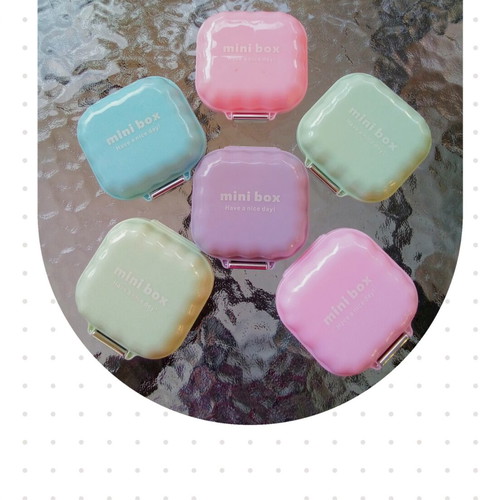 Mini Box portable pill organizer, pastel colors, set of 6