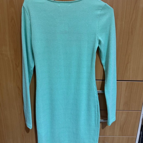 Sinsay dress with long sleeves new, green, size M