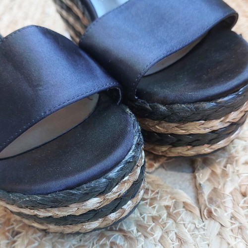 FlyFor Espadrille Platform Sandals like new, size 37, black and beige