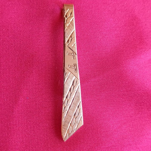 Vintage gold 14k carved tie pin with GT engraving