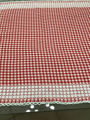 Small handmade checkered tablecloth new 76x74