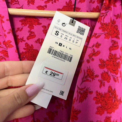 Zara women's short dress new, size S, red and pink