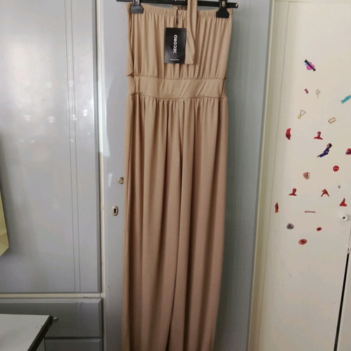 Decoro jumpsuit new, beige, balloon style, off-shoulder