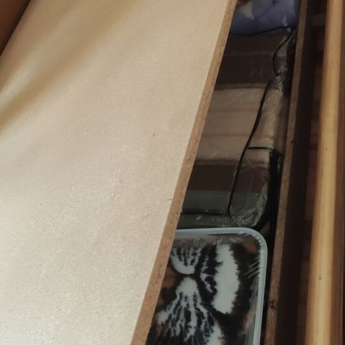 Single bed with storage space, like new, bamboo handmade with mattress