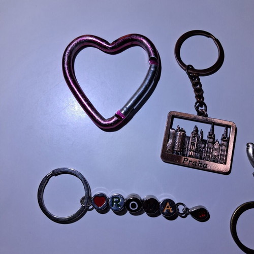 Keychains from various countries used, set