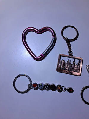 Keychains from various countries used, set