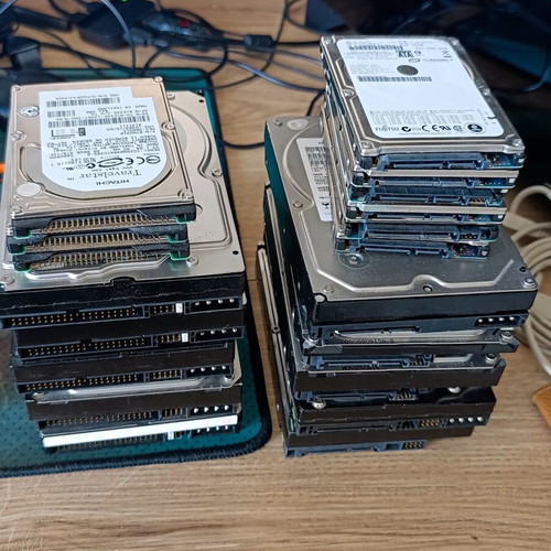 Hard drives used, pack of 19, SATA and IDE