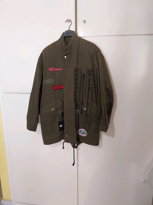 Πανωφόρι ανδρικό Zara μεταχειρισμένο, βαθύ πράσινο με διακοσμητικά