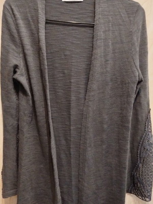 Pull& Bear grey cardigan jacket small with knitted details like new