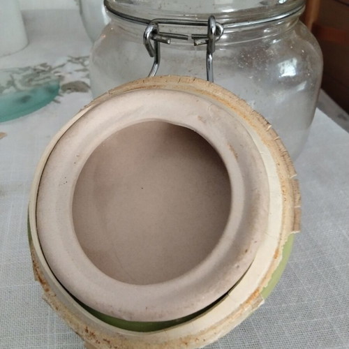 Vintage glass jars with ceramic lids, set of two