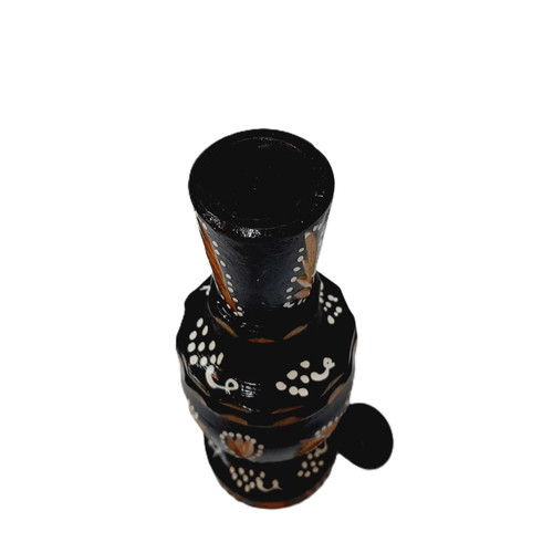 Old carved wooden bottle, hand-painted, decorative, 26×8×8 cm