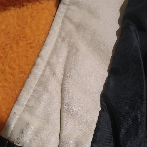 Vintage leather coat used, size L, black with zipper