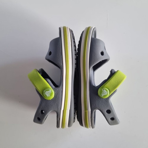 Crocs kids sandals like new, grey with lime straps, size C4