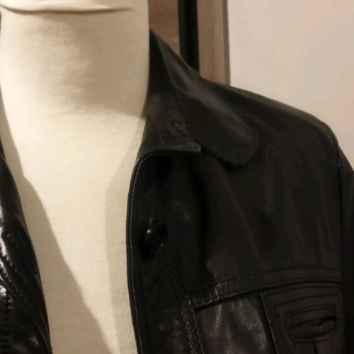 Men's leather jacket used, black, vintage style
