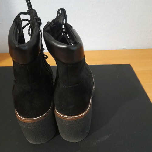Black suede ankle boots with laces, like new