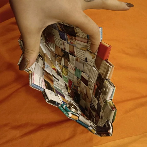 Handmade bag from recycled paper like new