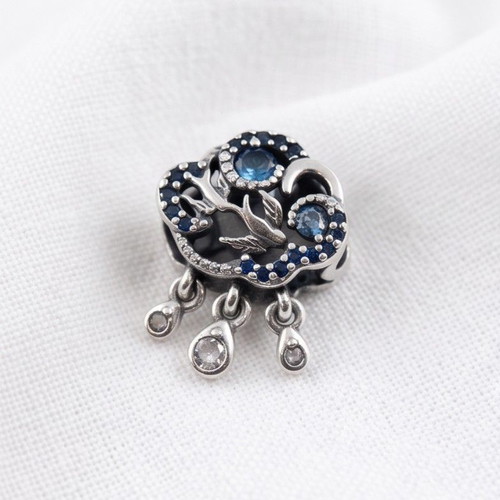 Pandora Charm Cloud and Swallows with Blue Crystals S925 ALE new