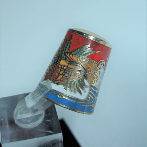 Collectible brass thimble with multicolor enamel new