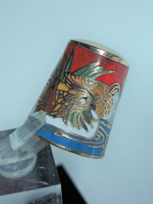 Collectible brass thimble with multicolor enamel new