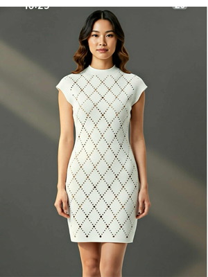 Zara white dress new with silver diamond pattern No S