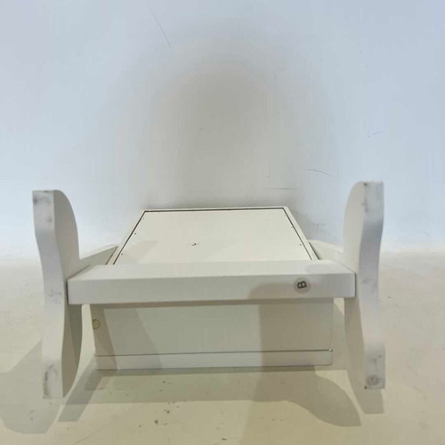 White tabletop jewelry box with mirror used 28x22x12 cm
