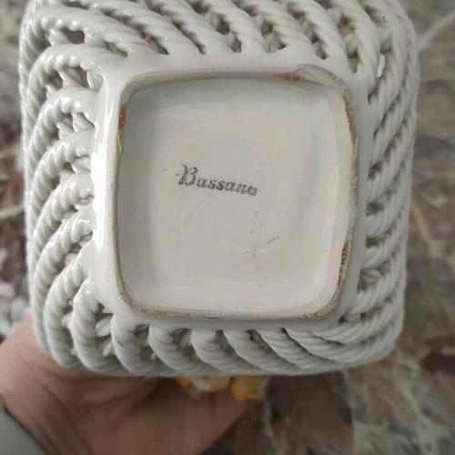 Italian handmade ceramic Basano basket like new