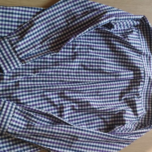 Elvina Man men's checkered shirt M/L, purple blue white