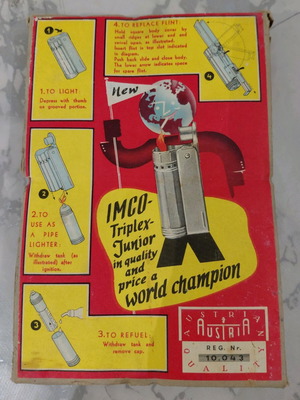 Vintage IMCO paper lighter box used, 1960s