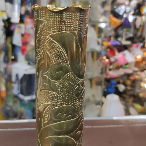 Vase from old shell used, bronze