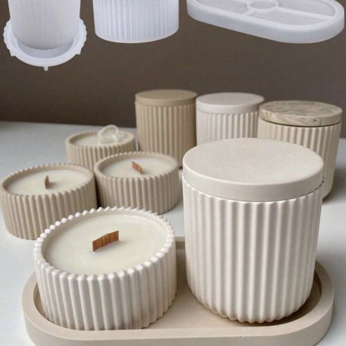 Silicone Mold Set for Plaster Decorative Vase Tray and Base