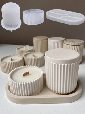 Silicone Mold Set for Plaster Decorative Vase Tray and Base