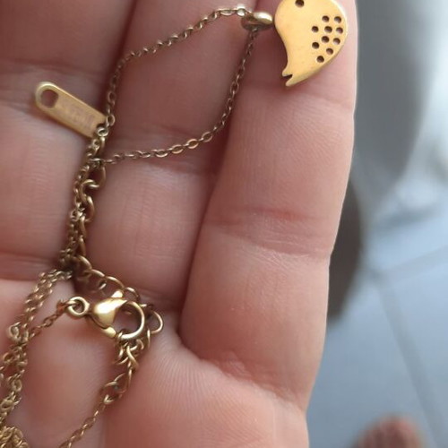 Steel necklace in rose gold with bird motif, used