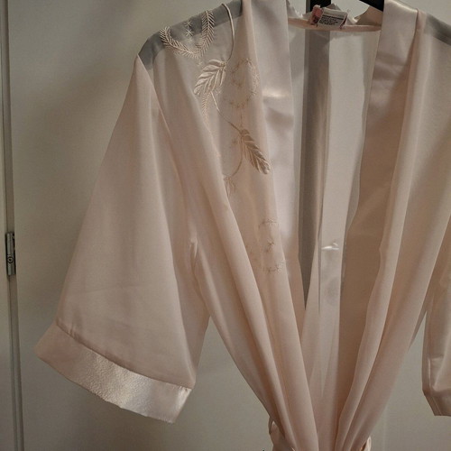 Nightgown transparent with embroidery like new, beige and pink, size S