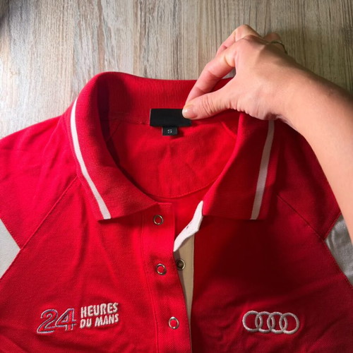 Audi 24 Heures du Mans polo shirt, red and white, cotton blend, size XS S