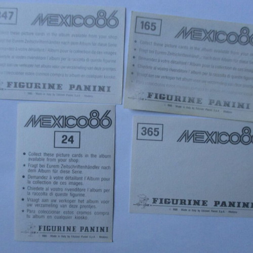 Panini Mexico 86 stickers used, lot of 4