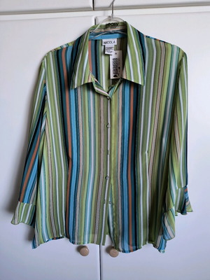 Women's shirt new, striped with long sleeves and ruffles