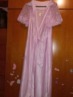 Ρόμπα καινούργια, ροζ, δαντέλα και ζέρσεϊ ύφασμα, μέγεθος M