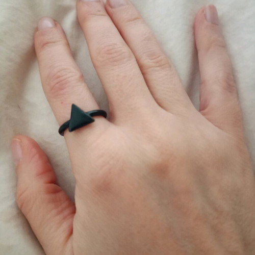 Black ring with triangle like new, medium size