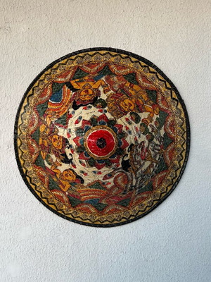 Hand-painted straw hat from Bali.