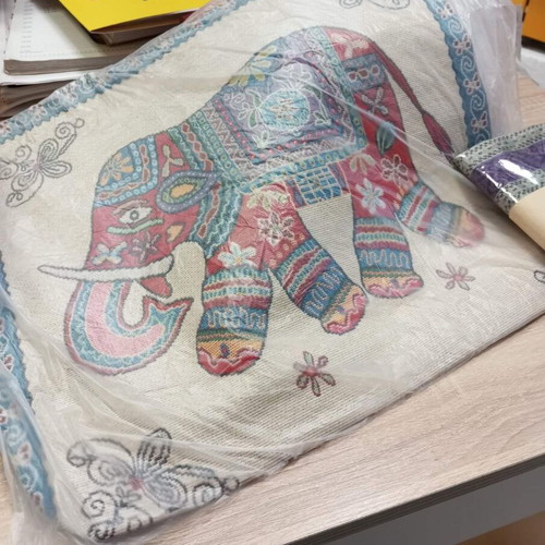 Fabric tote bag with elephant design, handmade, new