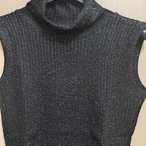 Women's Black Sweater with Silver Thread Turtleneck Like New