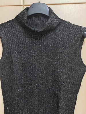 Women's Black Sweater with Silver Thread Turtleneck Like New