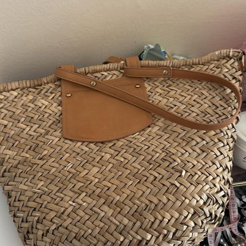 Zara straw shoulder bag like new, beige