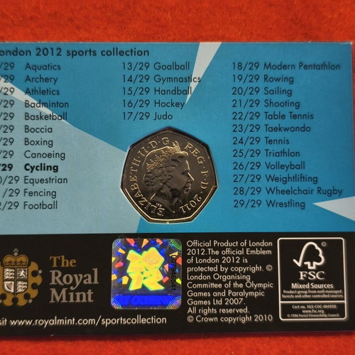 50 Pence Coin Cycling London 2012 Olympics New