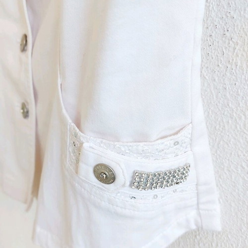White denim vest used, elastic fabric, size L