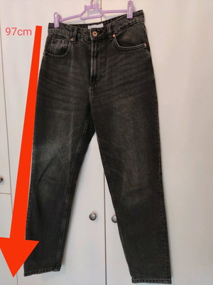 Bershka mom jeans used, size 36, black and gray