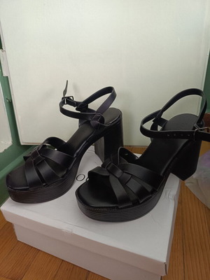 Tsoukalas Shoes μαύρα πέδιλα πλατφόρμες νούμερο 37