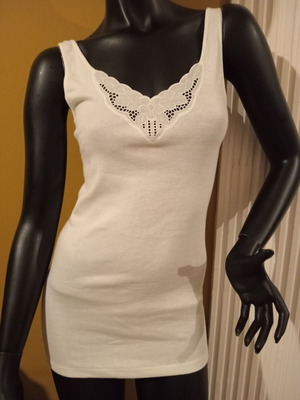 Tricosi vintage 1980s long sleeveless blouse, made in West Germany, white cotton