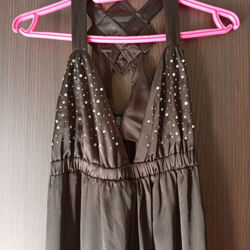 Women's black satin dress like new, size L